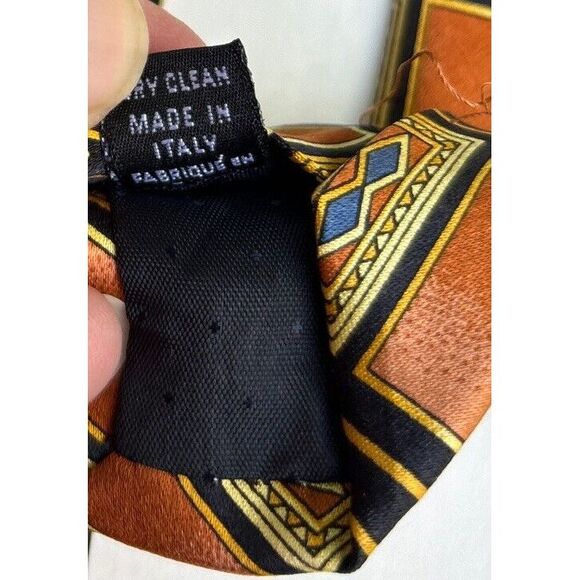 DeSantis Collection Men's Neck Tie 100% Silk Hand Made Italy Brown Black Gold - Picture 5 of 8